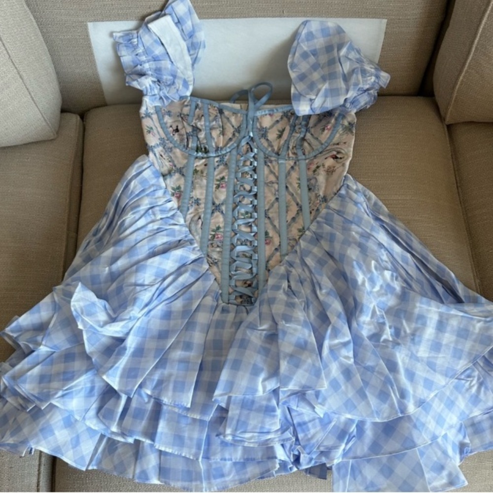 LIMITED Selkie The Swan Trellis Song Mini Dress Short Sleeve Version Medium - Picture 6 of 13